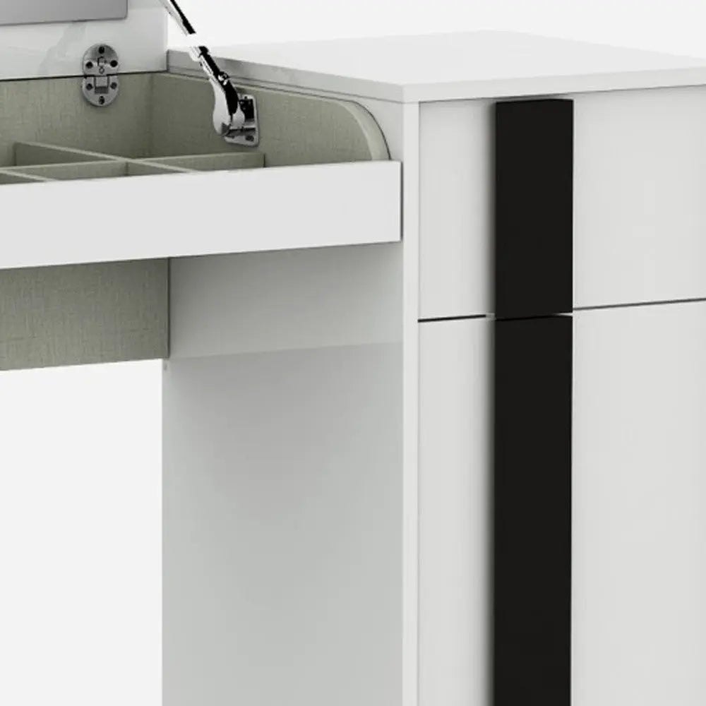 39" White Single Drawer Vanity Chest With Mirror Homeroots Bed & Bath