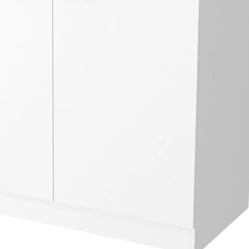 39" White Stainless Steel Accent Cabinet With Two Shelves Homeroots Kitchen & Dining