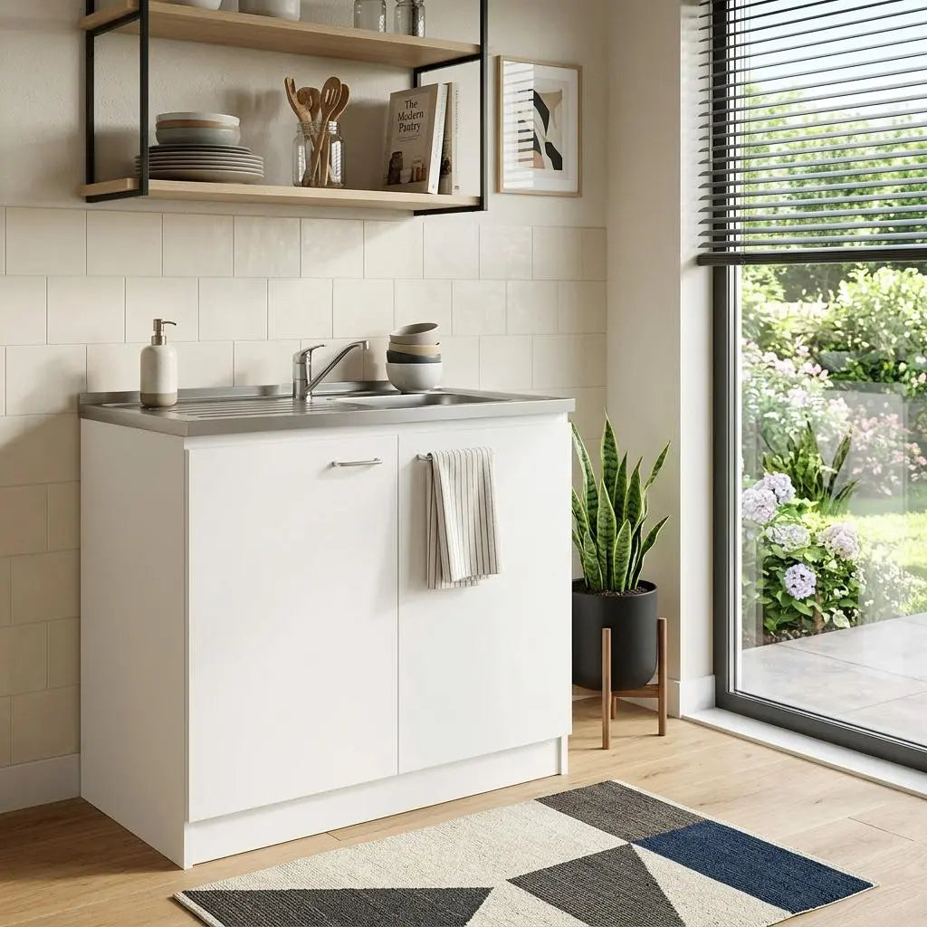 39" White Stainless Steel Accent Cabinet With Two Shelves Homeroots Kitchen & Dining