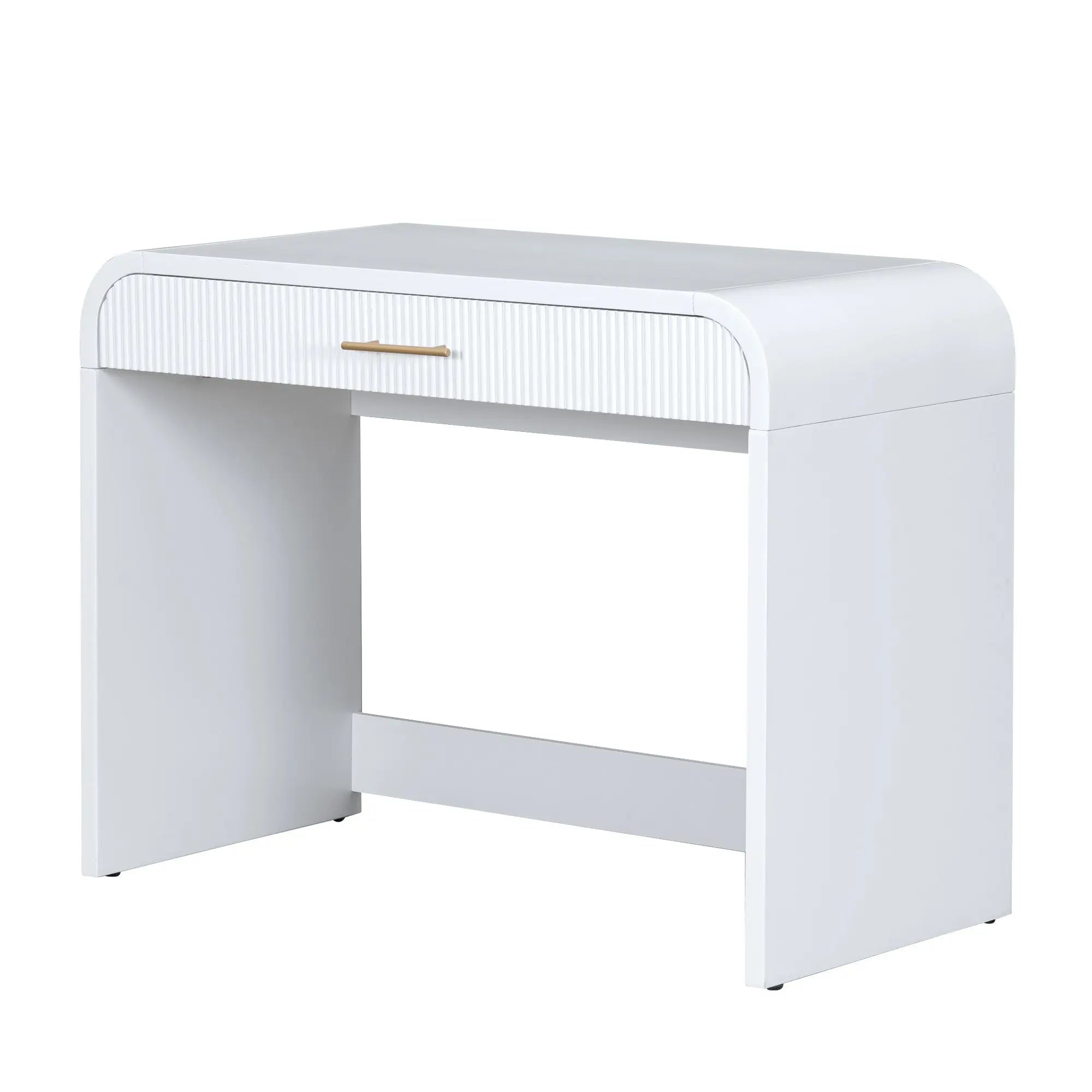 39" White Wood Mirrored Vanity Table And Lights Homeroots Living Room