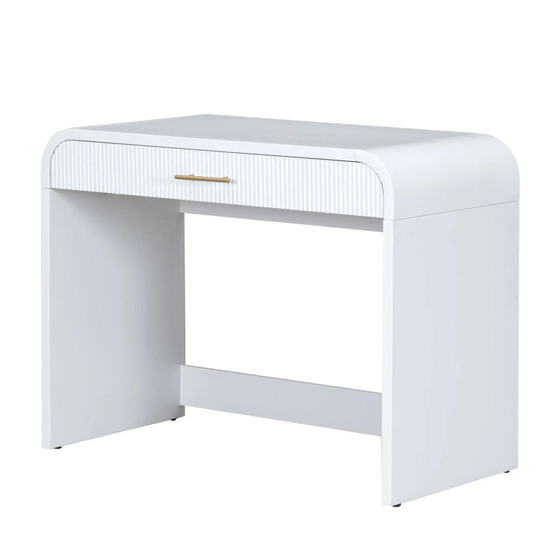 39" White Wood Mirrored Vanity Table And Lights Homeroots Living Room
