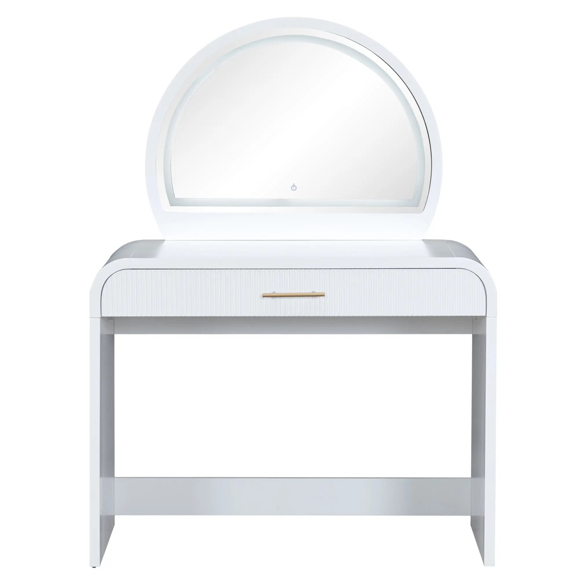 39" White Wood Mirrored Vanity Table And Lights Homeroots Living Room