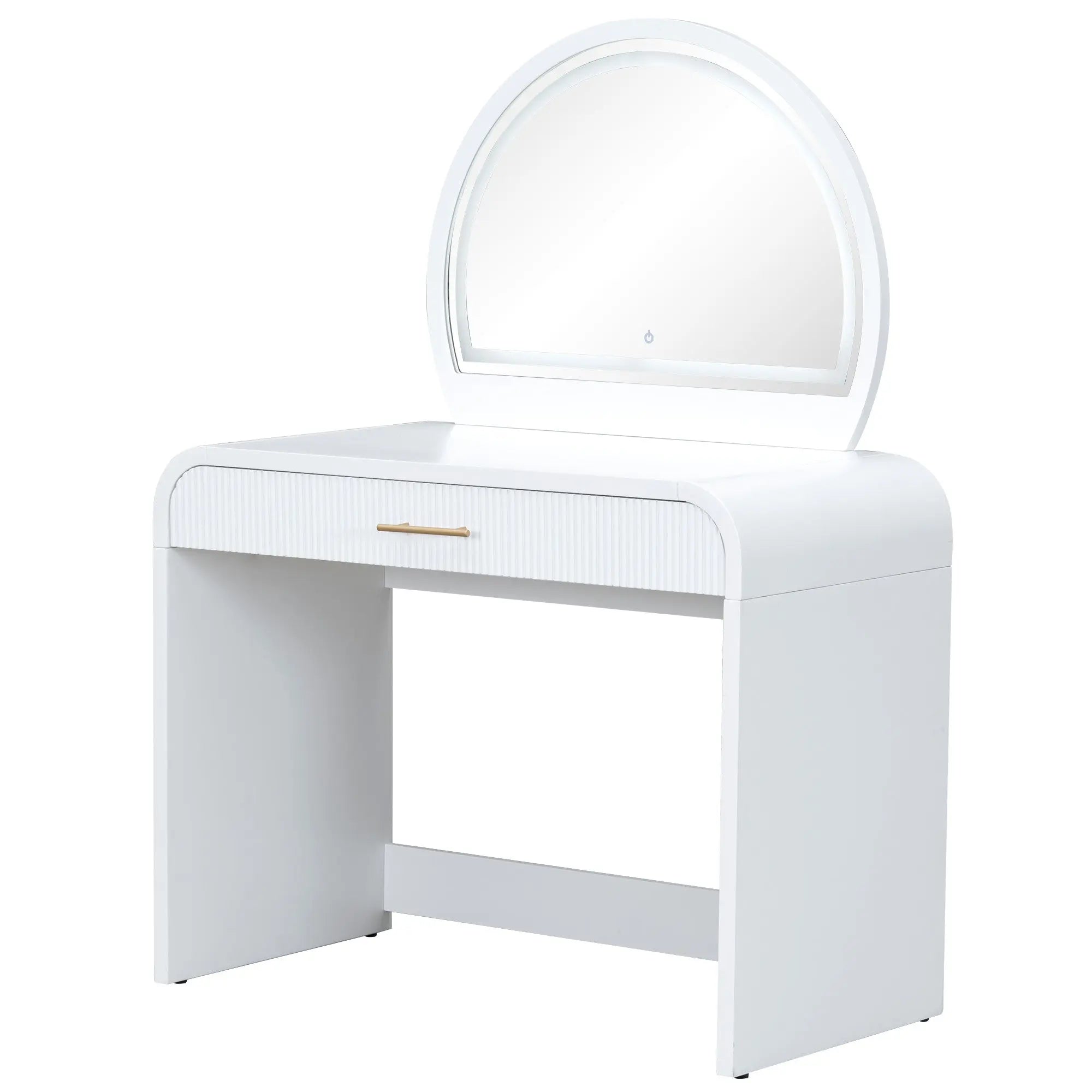 39" White Wood Mirrored Vanity Table And Lights Homeroots Living Room