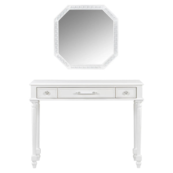 39" White Wood Mirrored Vanity Table Homeroots Living Room