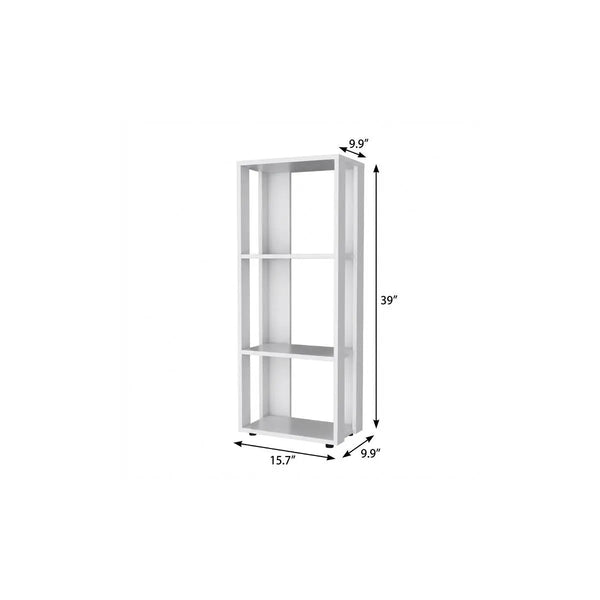 39" White Wood Three Tier Bookcase Homeroots Office