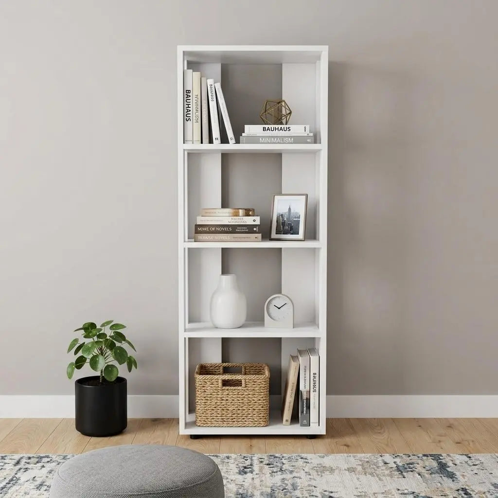 39" White Wood Three Tier Bookcase Homeroots Office