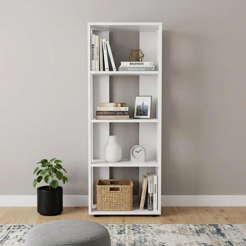 39" White Wood Three Tier Bookcase Homeroots Office