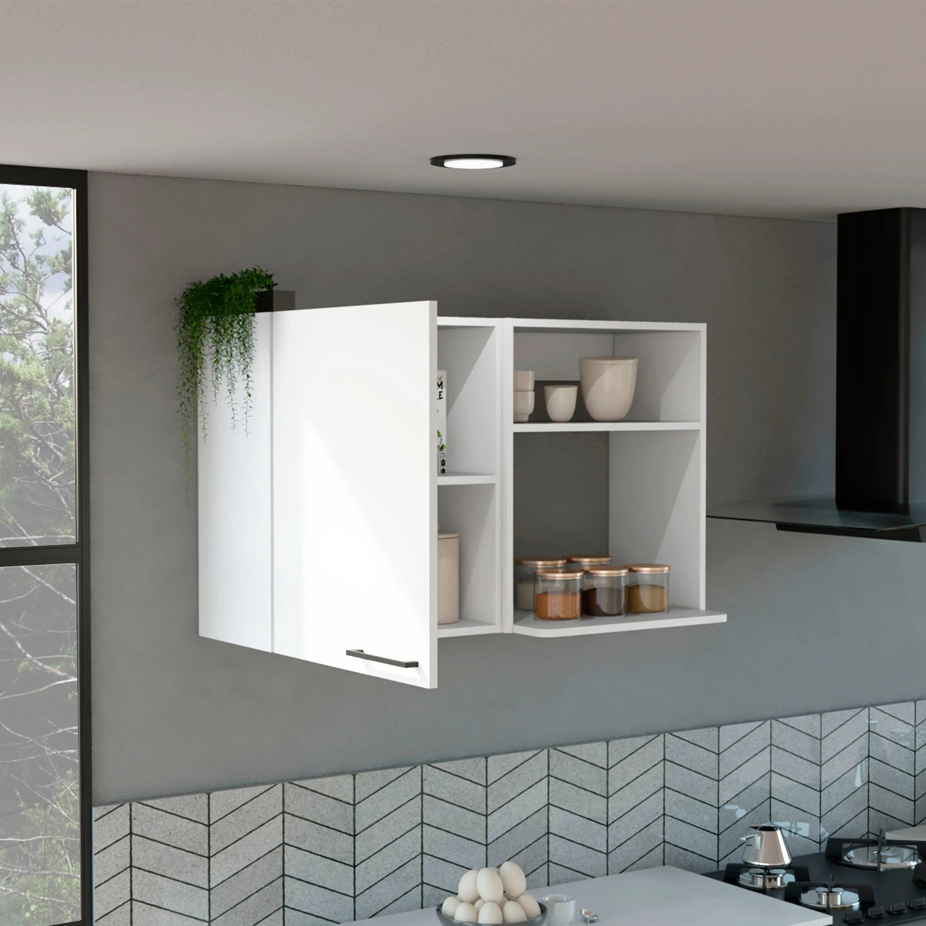 39" White Wood Wall Mounted Accent Cabinet With Single Door Homeroots Kitchen & Dining