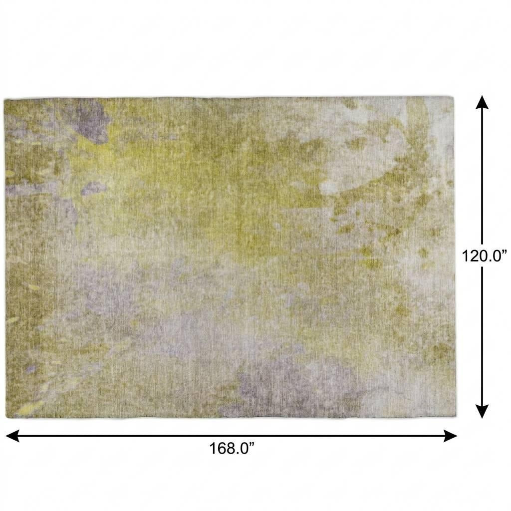 10' X 14' Gold And Beige Abstract Shag Washable Area Rug With UV Protection - Home & Garden