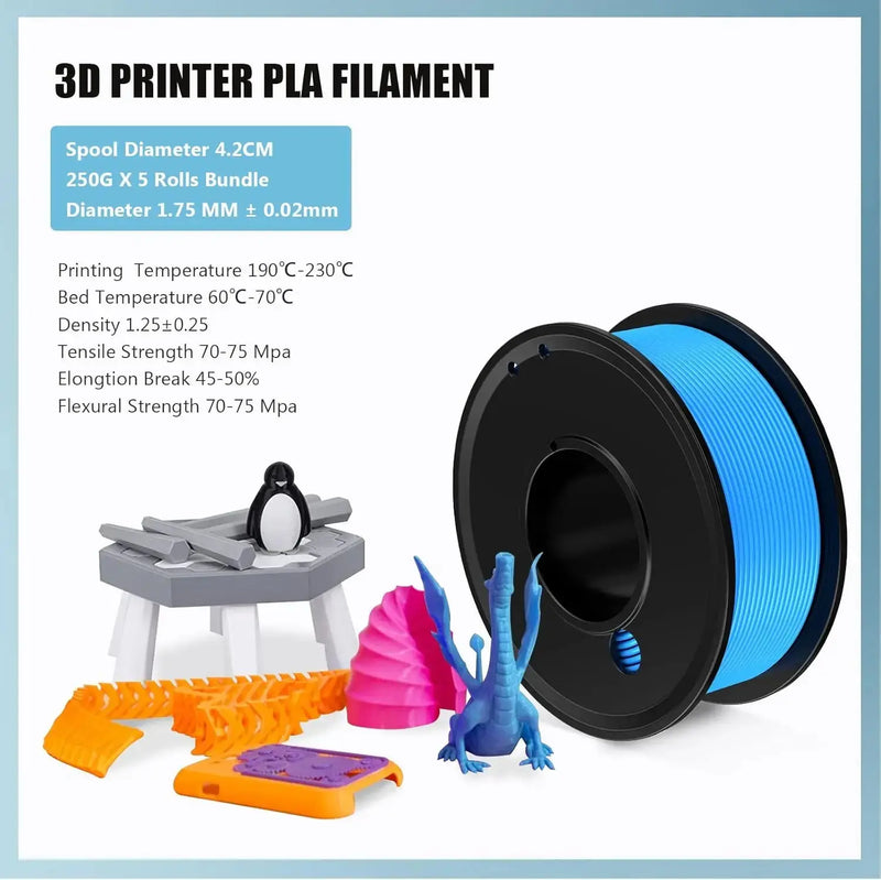 3D Printer Filament 4 Colors Green Blue Yellow Purple Filiment1.75 Accuracy ±0.02mm 250G X 4 GreatEagleInc