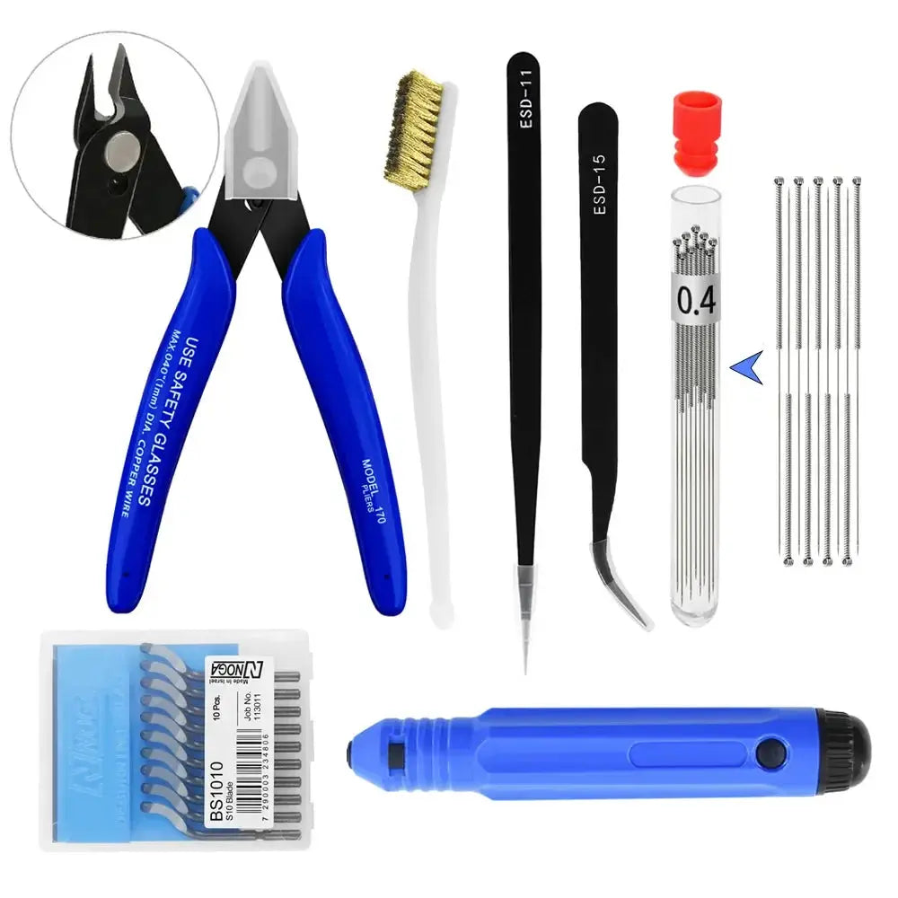 3D Printer Tool Kit Trimming Knife Scraper Cleaning Needle Tweezers Pliers Scraper Basic Deburring Tools Kit DIY 3D Printer Part GreatEagleInc