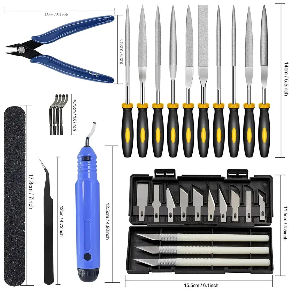 3D Printer Tool Kit Trimming Knife Scraper Cleaning Needle Tweezers Pliers Scraper Basic Deburring Tools Kit DIY 3D Printer Part GreatEagleInc
