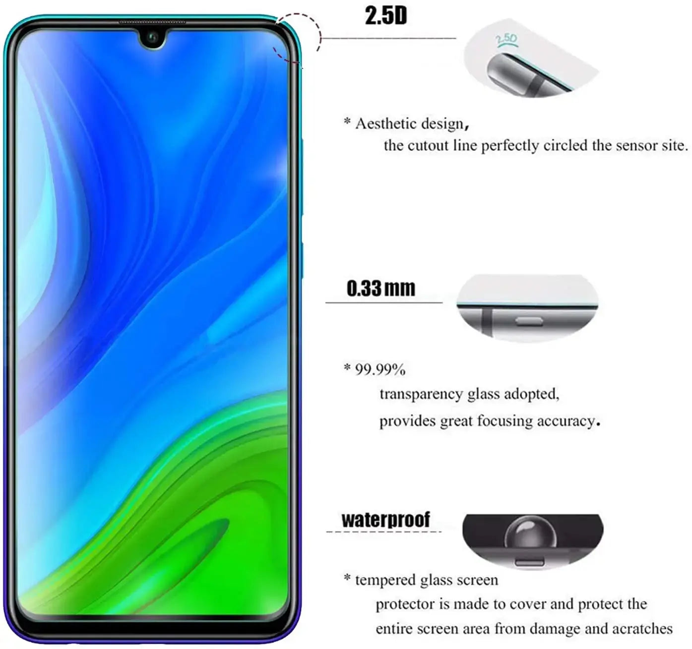 3Pcs Tempered Glass For Huawei P Smart 2019 2020 2021 P Smart S Z Pro Screen Protector GreatEagleInc