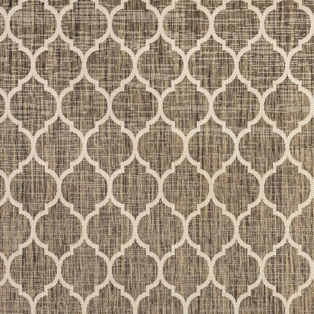 3' Brown And Beige Square Geometric Indoor Outdoor Area Rug - GreatEagleInc
