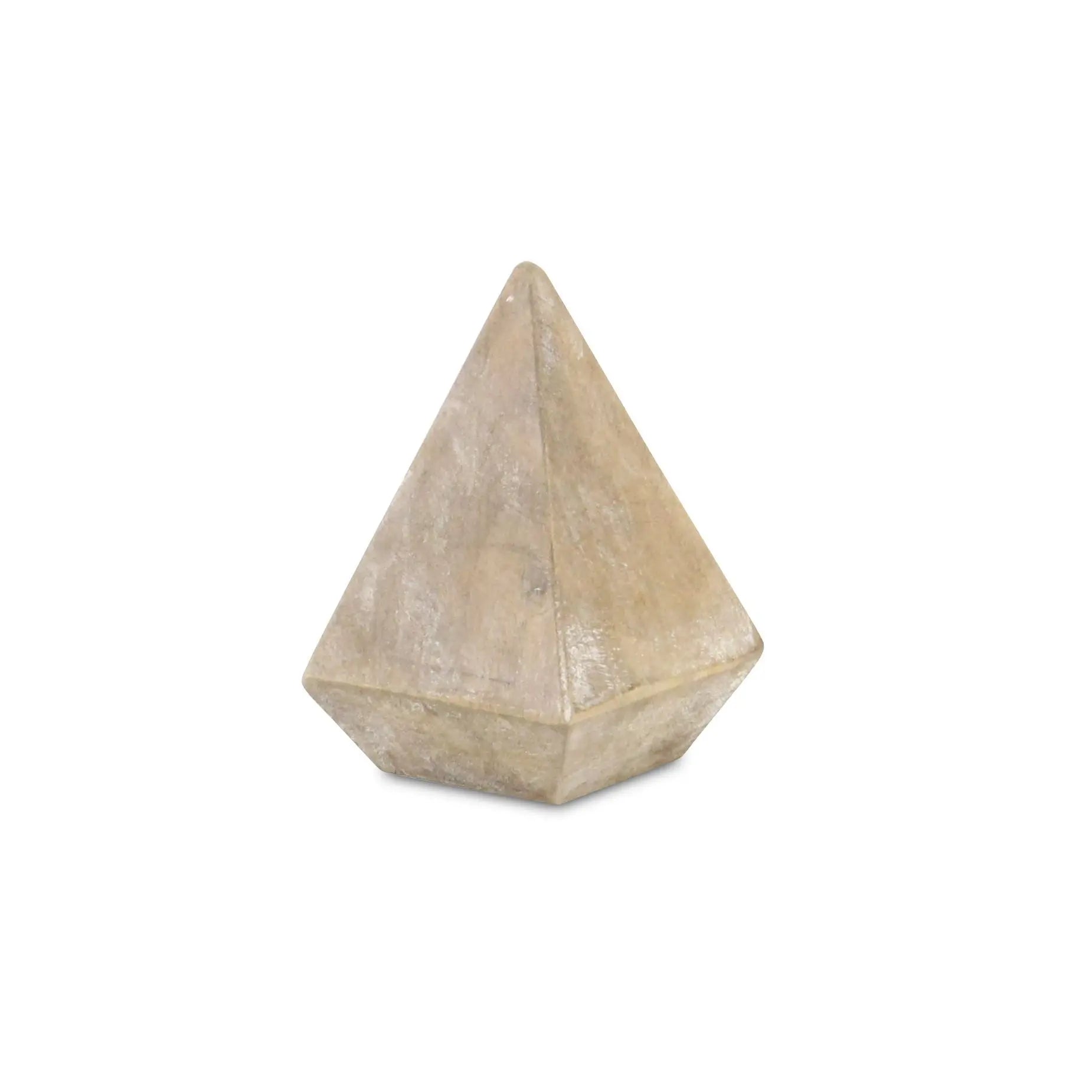 3" Brown Solid Wood Pyramid Decorative Sculpture GreatEagleInc
