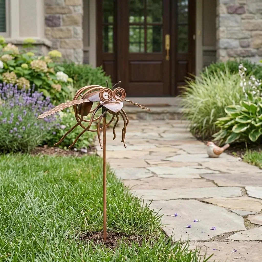 3" Copper Insect Garden Stake Homeroots Outdoor
