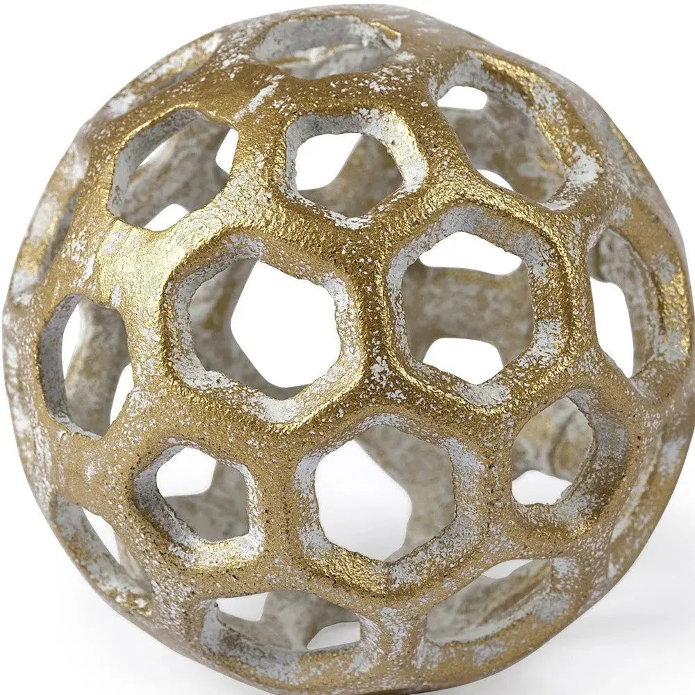 3" Gold Metal Decorative Orb Tabletop Sculpture Homeroots Home Decor