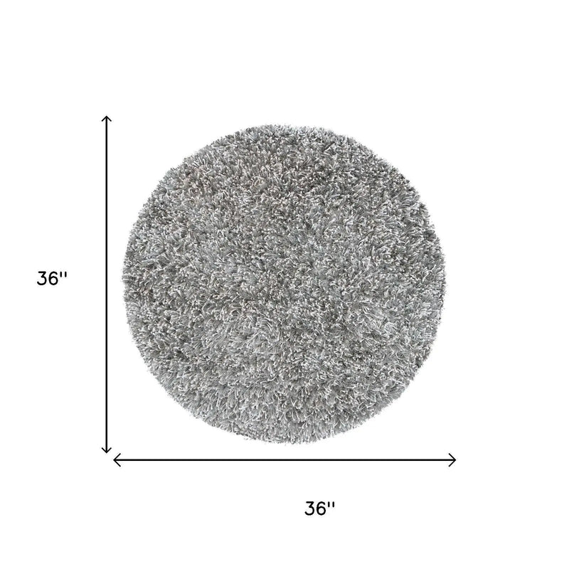 3' Light Gray And Silver Hand Tufted Round Rug Homeroots Home Decor
