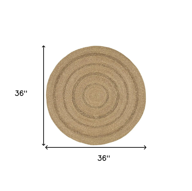 3' Natural And Brown Round Handmade Indoor Outdoor Area Rug Homeroots Outdoor