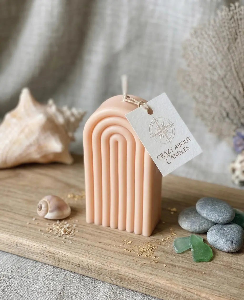 3" Peach Unscented Dimensional Ribbed Pedestal Candle Homeroots Home Decor