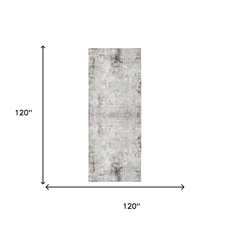 3' X 10' Cream And Gray Abstract Runner Rug Homeroots Home Decor