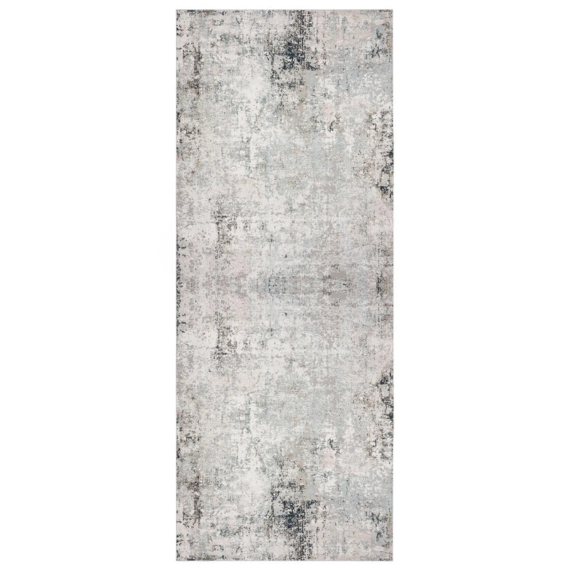 3' X 10' Cream And Gray Abstract Runner Rug Homeroots Home Decor