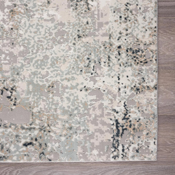 3' X 10' Cream And Gray Abstract Runner Rug Homeroots Home Decor