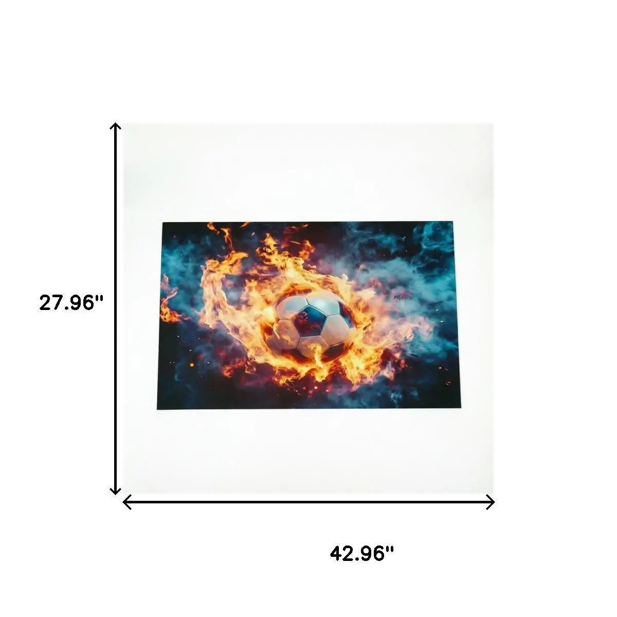 3' X 4' Black Orange And Blue Flaming Soccer Washable Area Rug With UV Protection Homeroots Home Decor