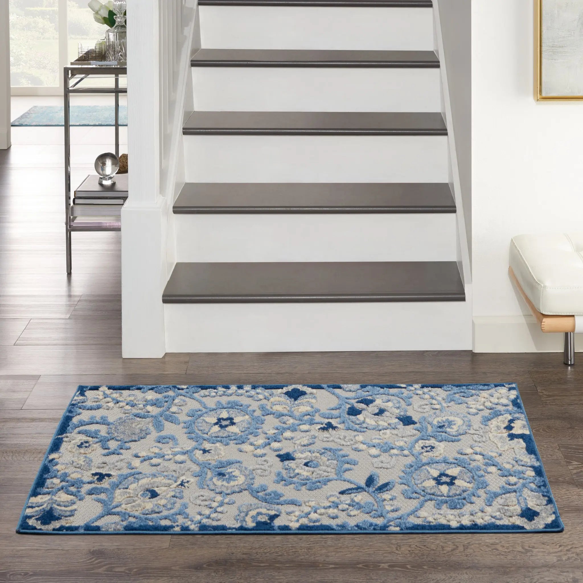 3' X 4' Blue And Gray Indoor Outdoor Area Rug - GreatEagleInc
