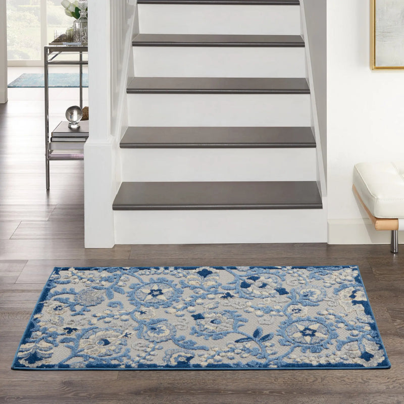 3' X 4' Blue And Gray Indoor Outdoor Area Rug - GreatEagleInc