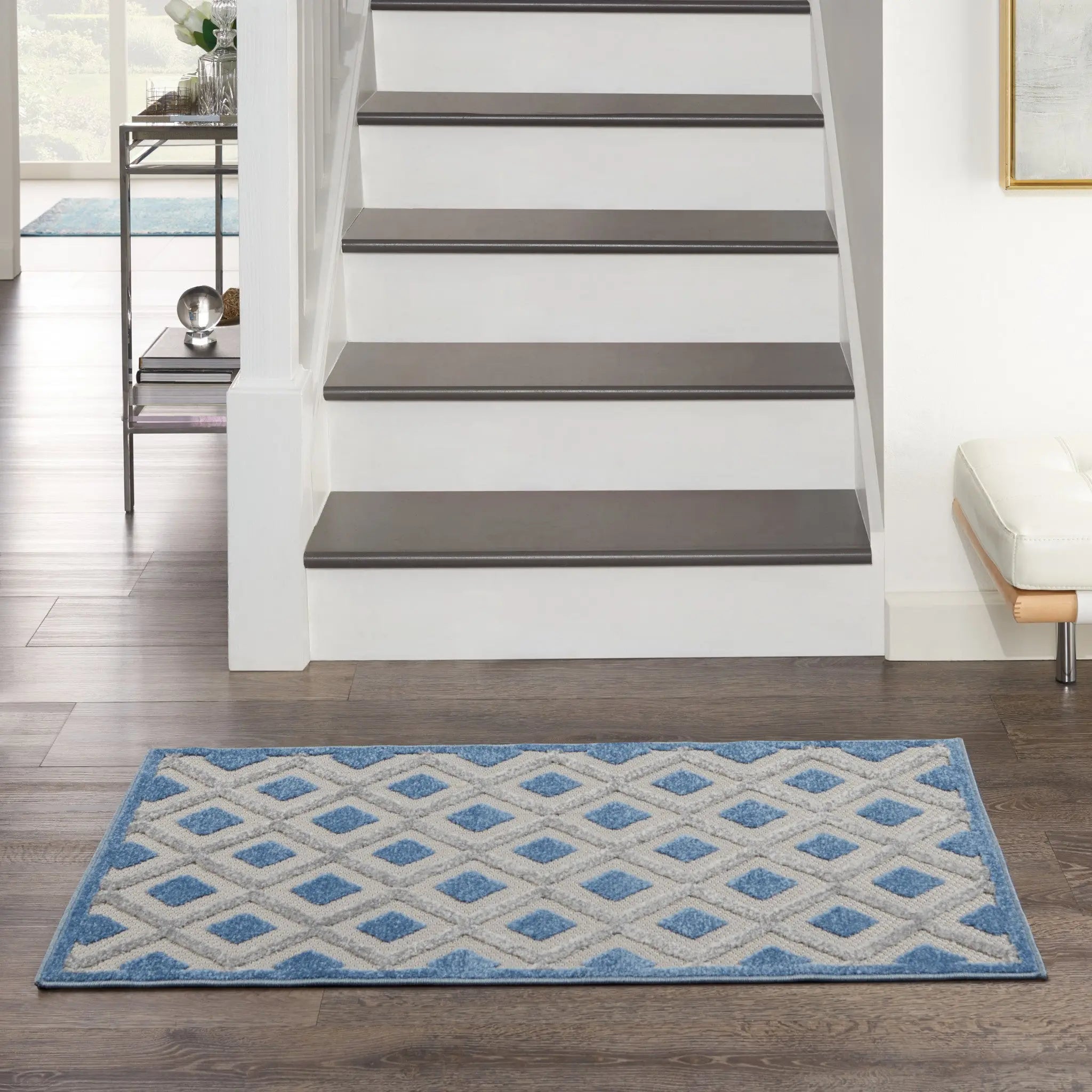 3' X 4' Blue And Gray Indoor Outdoor Area Rug - GreatEagleInc