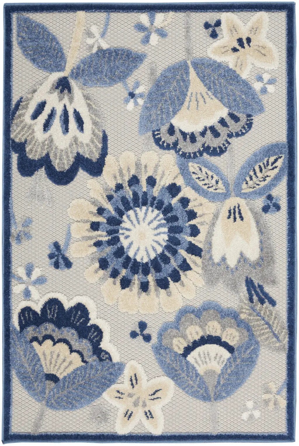 3' X 4' Blue And Gray Indoor Outdoor Area Rug Homeroots Outdoor
