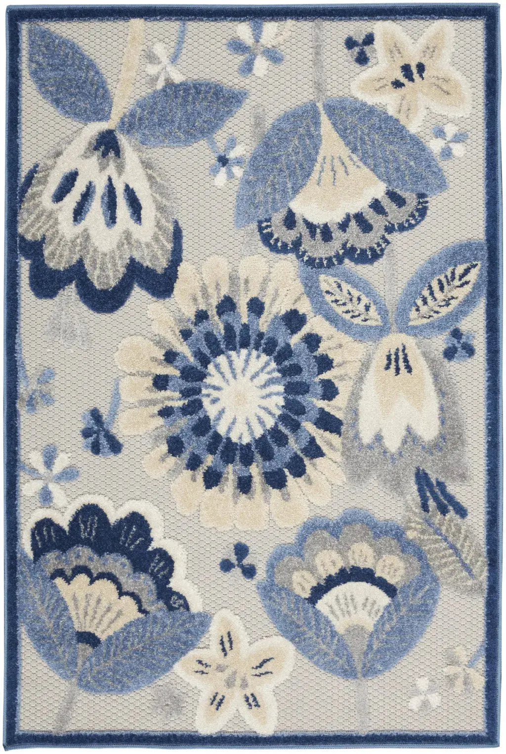 3' X 4' Blue And Gray Indoor Outdoor Area Rug Homeroots Outdoor