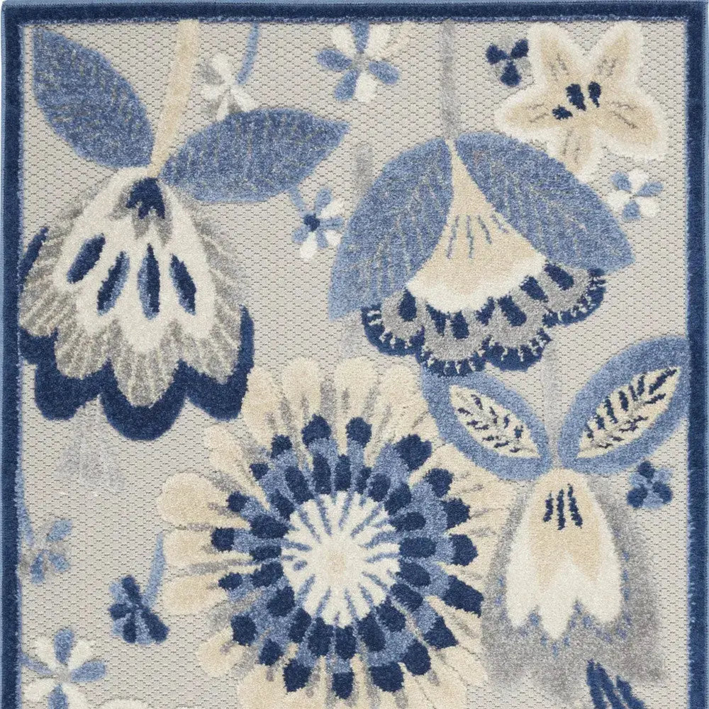 3' X 4' Blue And Gray Indoor Outdoor Area Rug Homeroots Outdoor