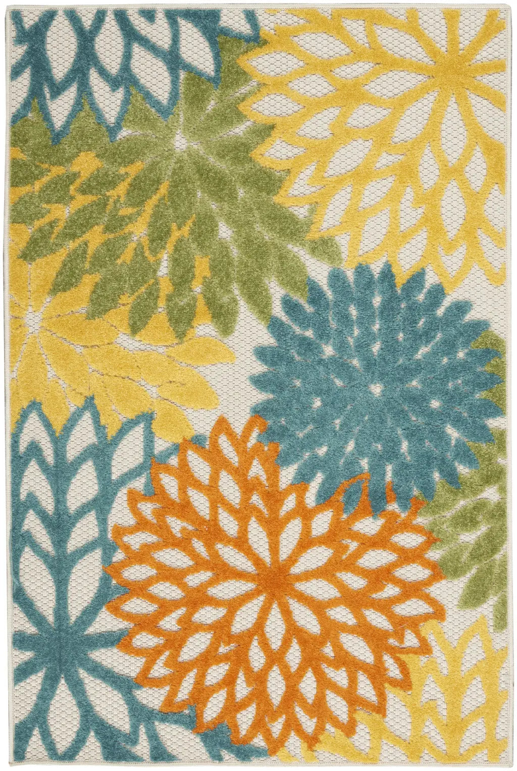 3' X 4' Blue And Yellow Indoor Outdoor Area Rug Homeroots Outdoor