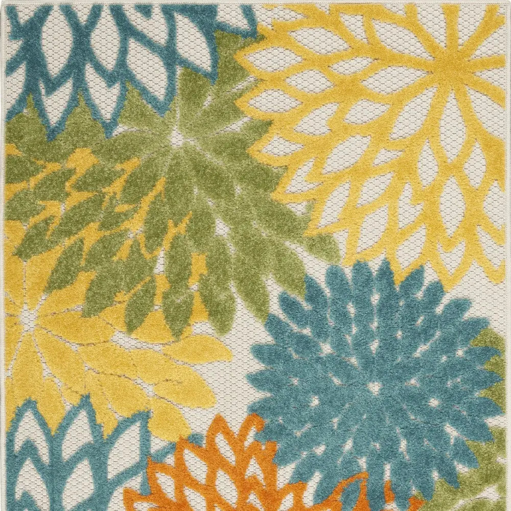 3' X 4' Blue And Yellow Indoor Outdoor Area Rug Homeroots Outdoor