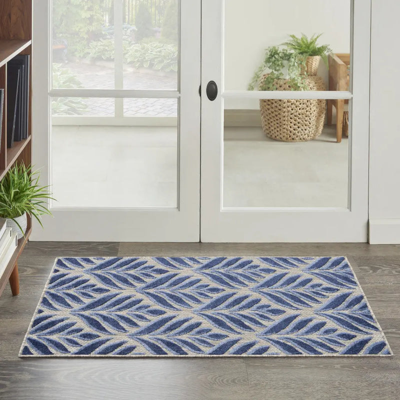 3' X 4' Blue Floral Indoor Outdoor Area Rug Homeroots Outdoor