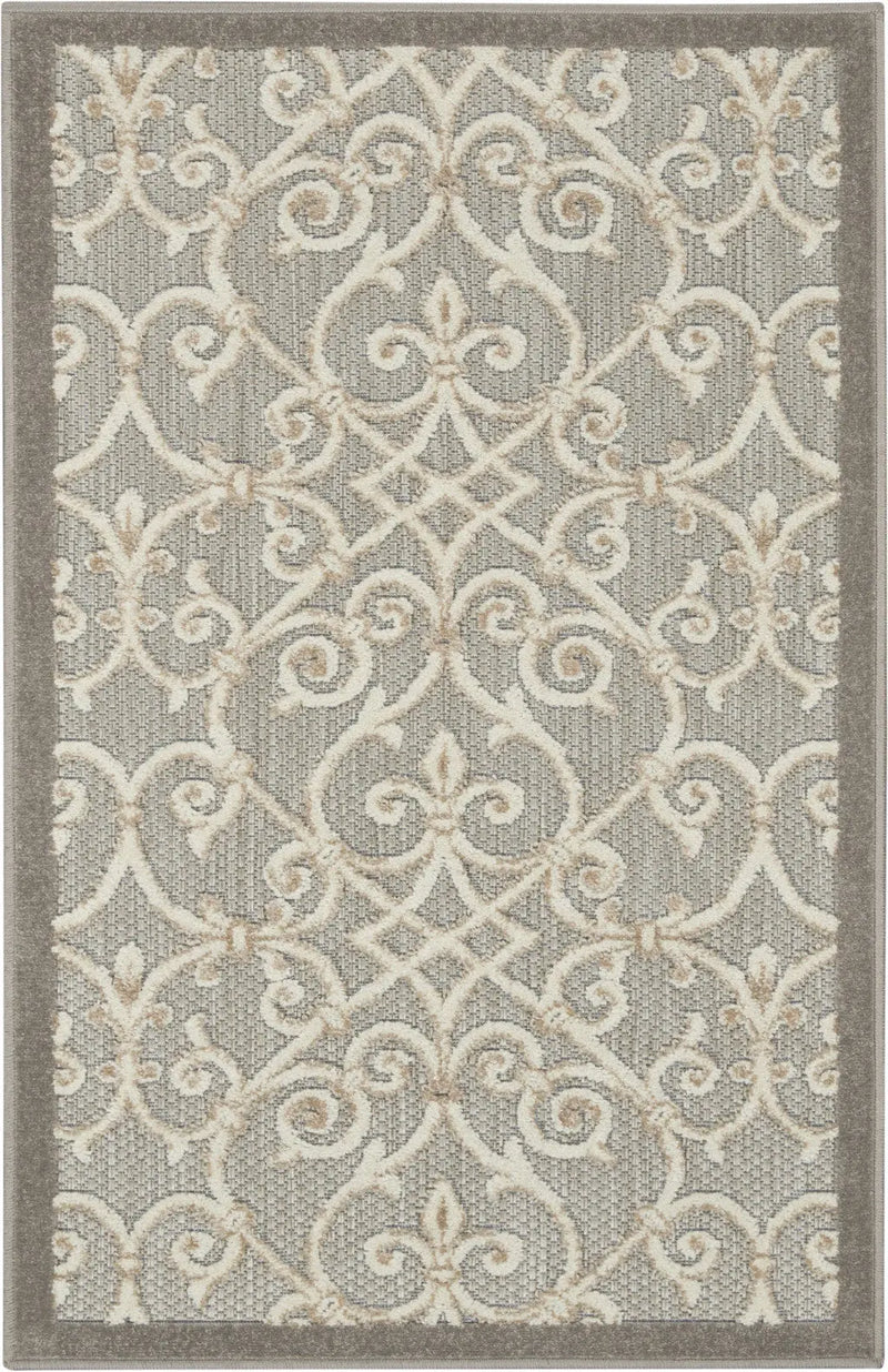 3' X 4' Gray And Ivory Indoor Outdoor Area Rug Homeroots Outdoor