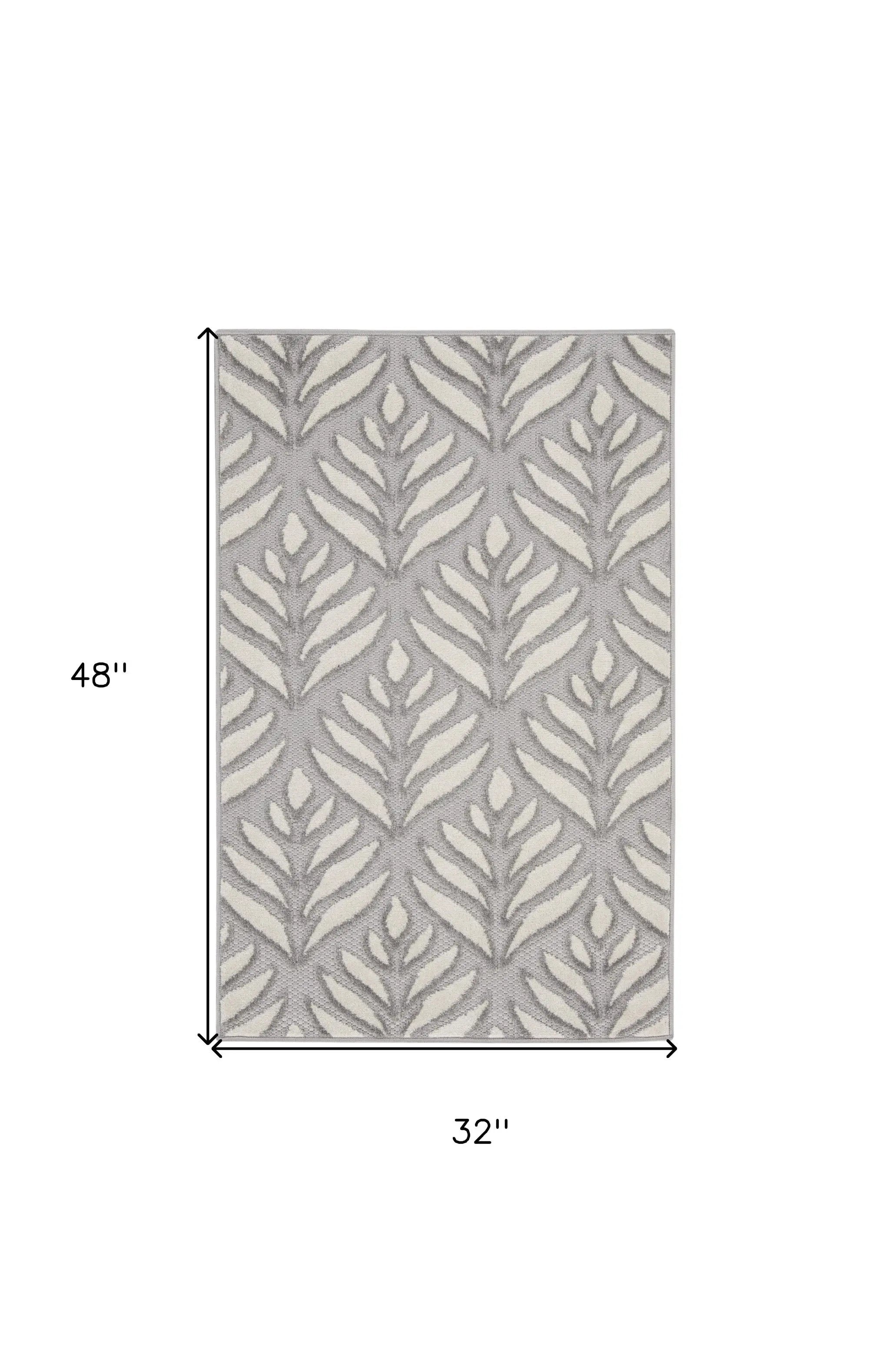 3' X 4' Gray Floral Indoor Outdoor Area Rug Homeroots Outdoor
