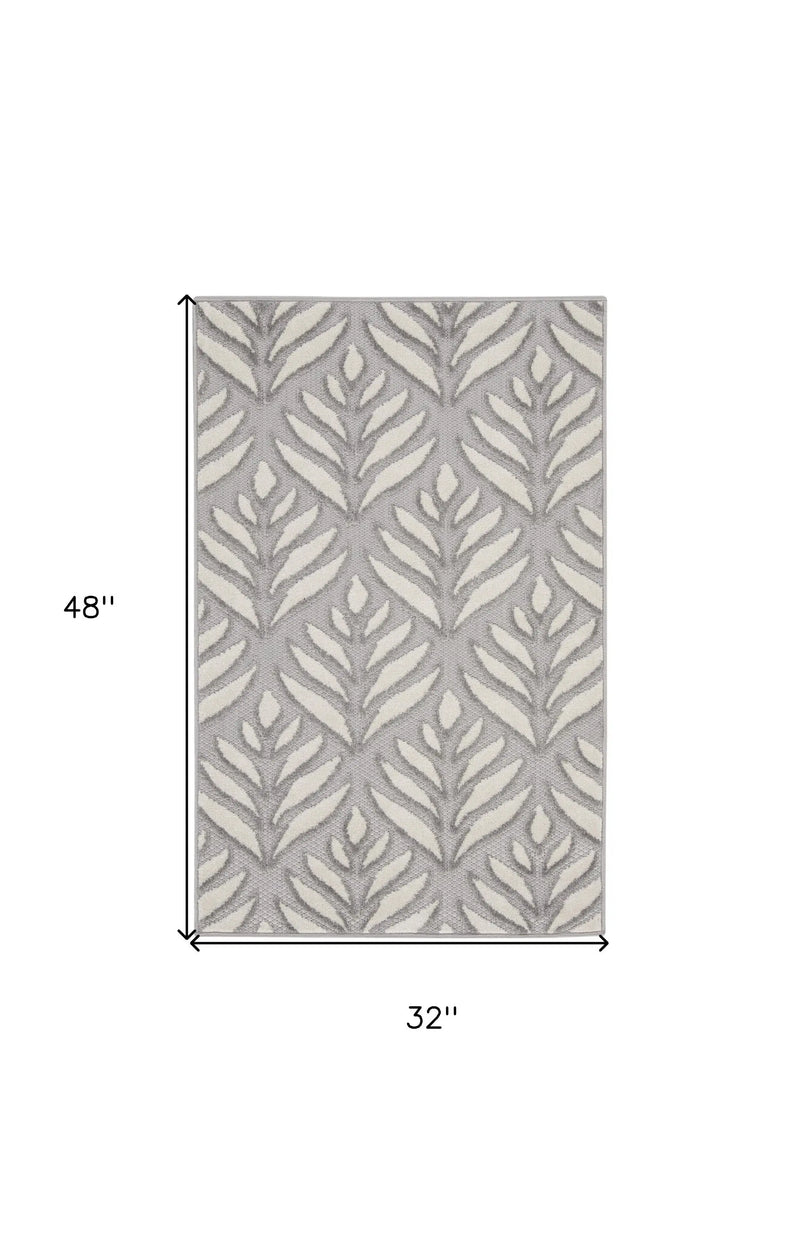 3' X 4' Gray Floral Indoor Outdoor Area Rug Homeroots Outdoor
