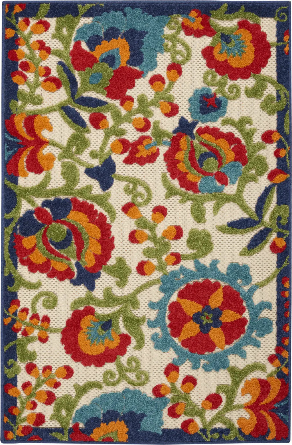 3' X 4' Green And Ivory Indoor Outdoor Area Rug - GreatEagleInc