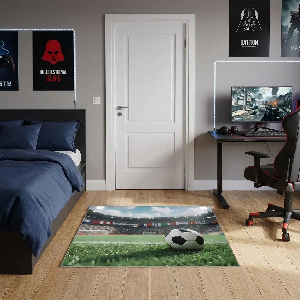 3' X 4' Green White And Black Soccer Washable Area Rug Homeroots Home Decor