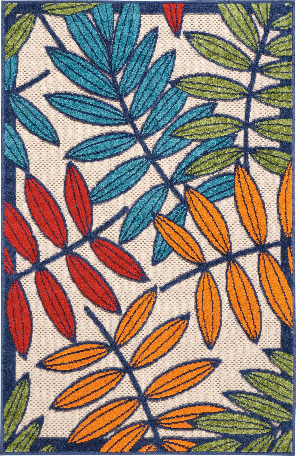 3' X 4' Ivory And Blue Floral Indoor Outdoor Area Rug Homeroots Outdoor