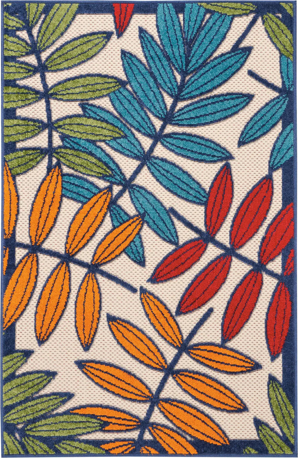 3' X 4' Ivory And Blue Floral Indoor Outdoor Area Rug Homeroots Outdoor