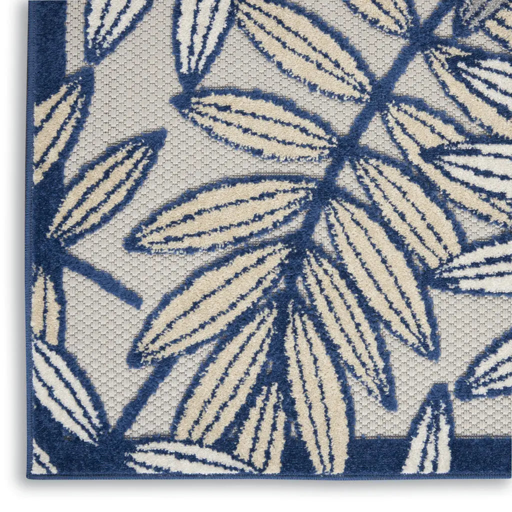 3' X 4' Ivory And Blue Indoor Outdoor Area Rug - GreatEagleInc