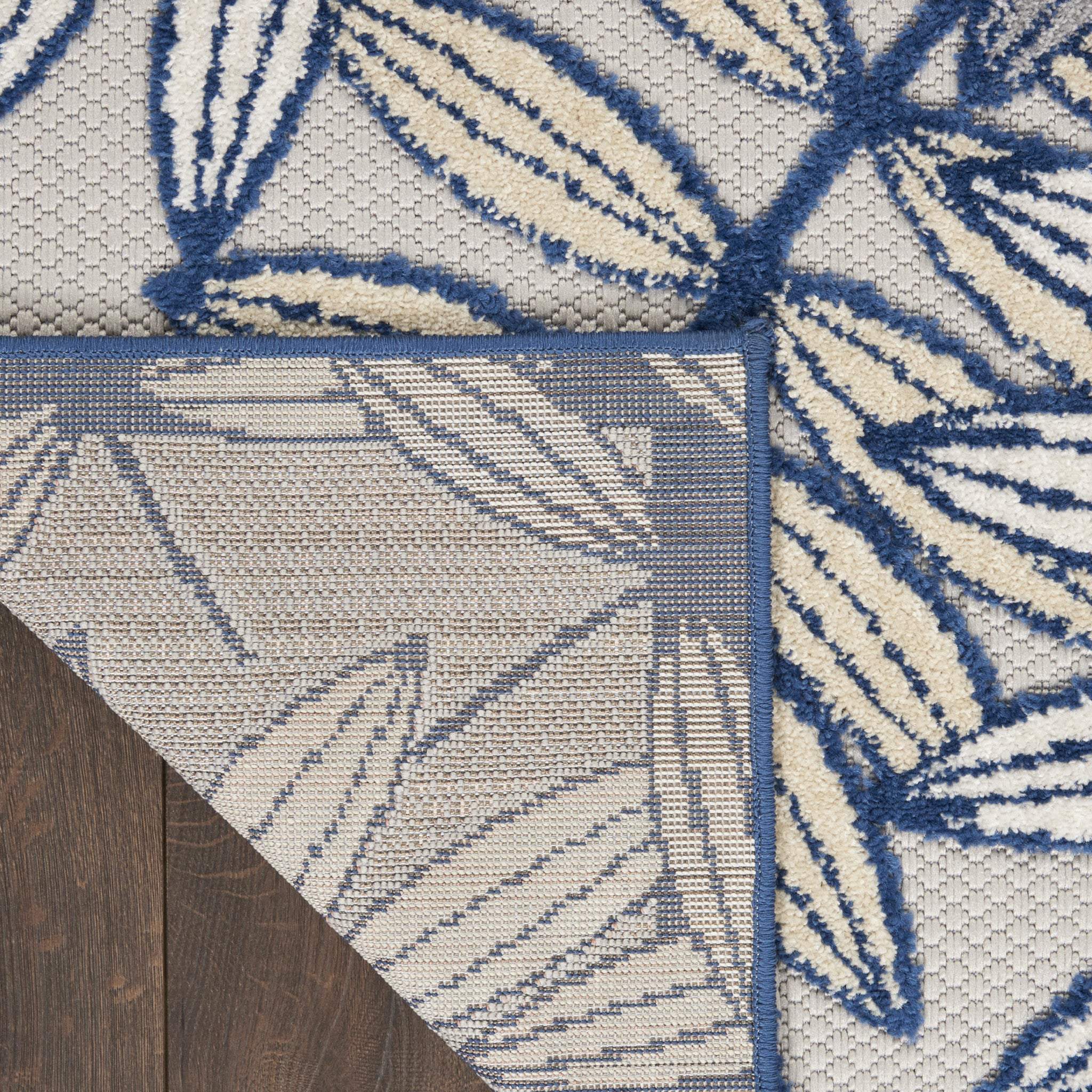3' X 4' Ivory And Blue Indoor Outdoor Area Rug - GreatEagleInc