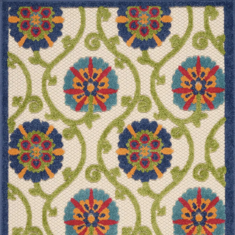 3' X 4' Navy Blue Beige Green Blue And Red Floral Indoor Outdoor Area Rug Homeroots Outdoor