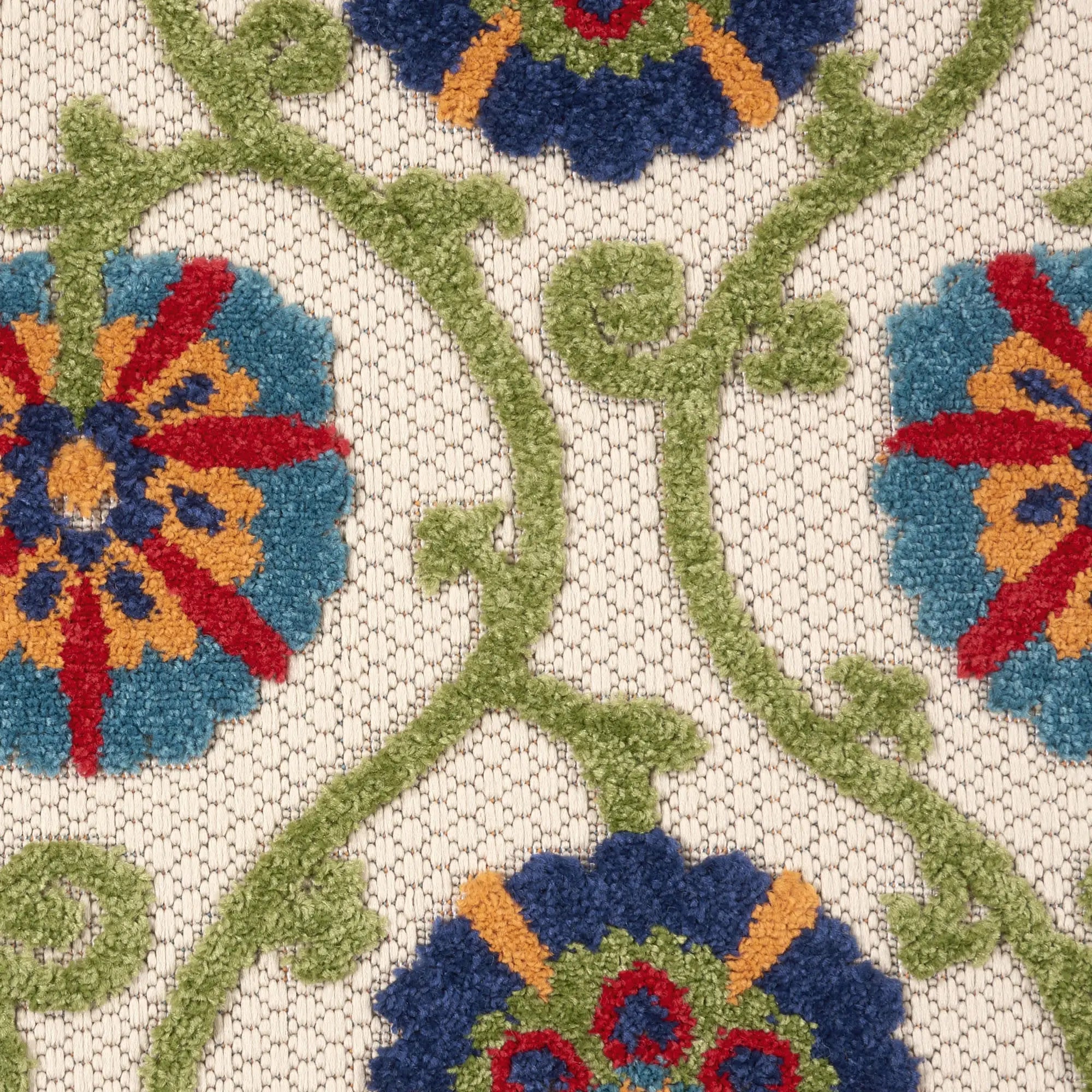 3' X 4' Navy Blue Beige Green Blue And Red Floral Indoor Outdoor Area Rug Homeroots Outdoor