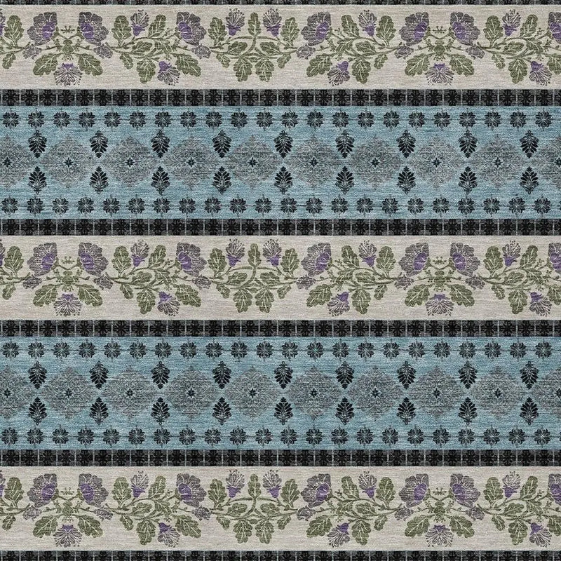 3' X 5' Aqua And Charcoal Striped Washable Indoor Outdoor Area Rug Homeroots Outdoor