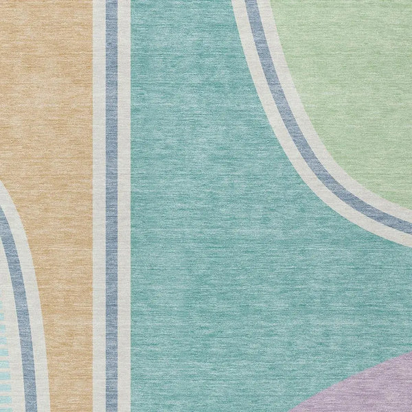 3' X 5' Aqua And Copper Geometric Washable Indoor Outdoor Area Rug Homeroots Outdoor